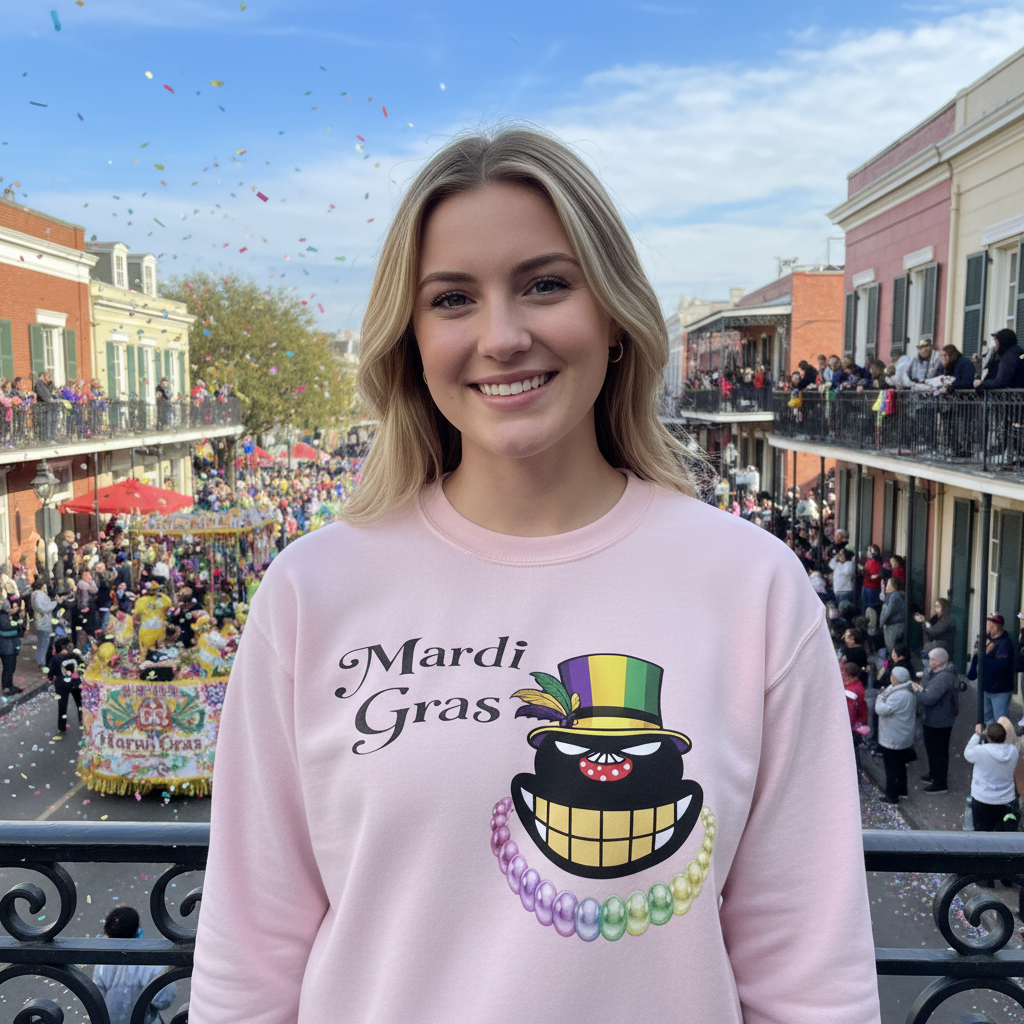 Mardi Gras Top Hat Crewneck Sweatshirt