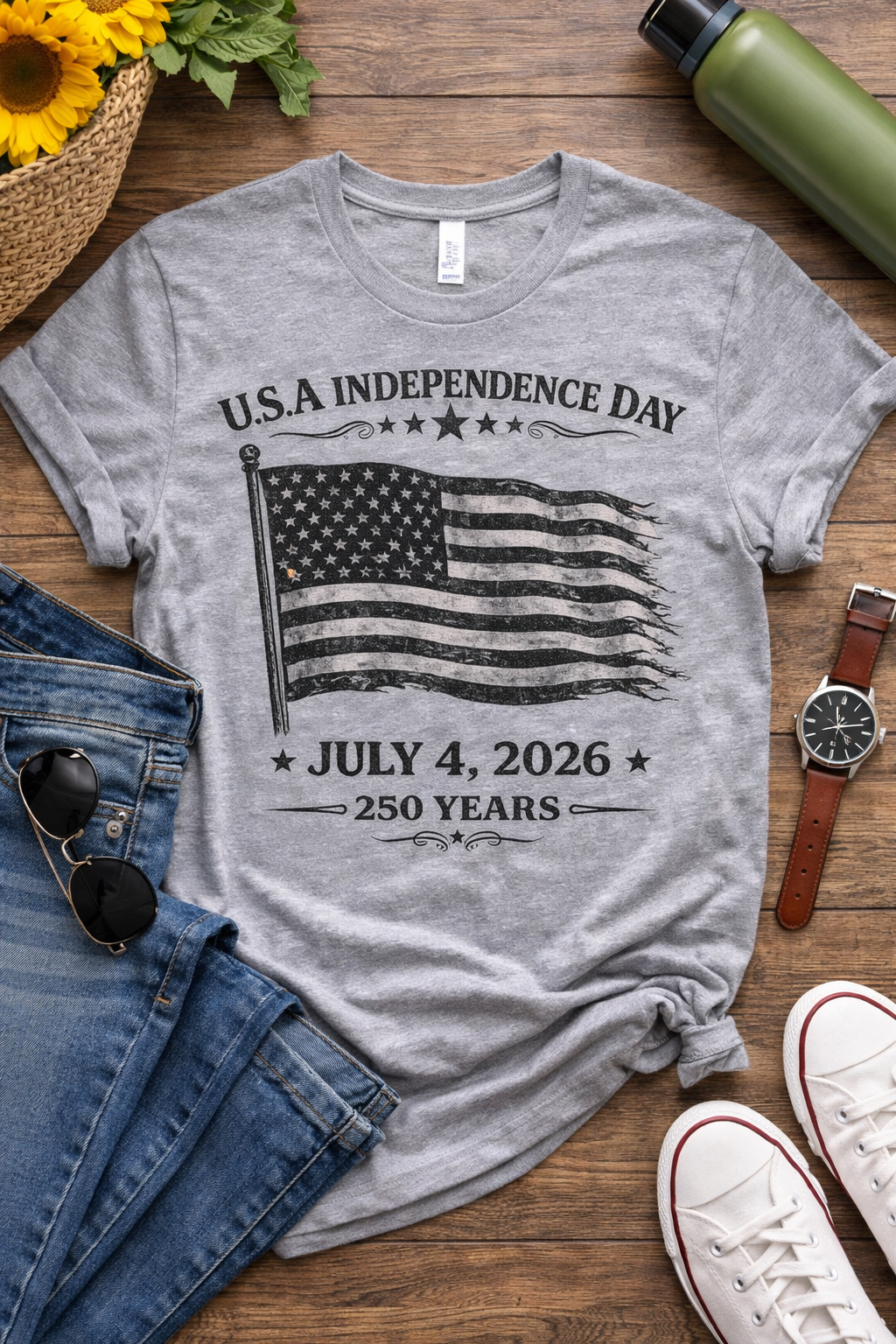 250 years USA Independence Day Flag Tee